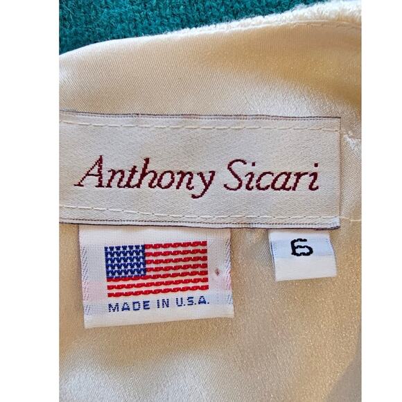 VTG Anthony Sicari Women's 2 Pc Elegant Beaded Sweater & Satin Skirt Set Size 6 - Picture 8 of 10